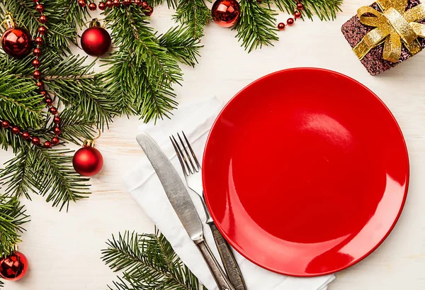 Christmas table place setting — Stock Photo, Image