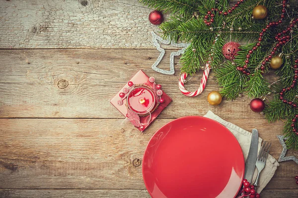 Christmas table place setting — Stock Photo, Image