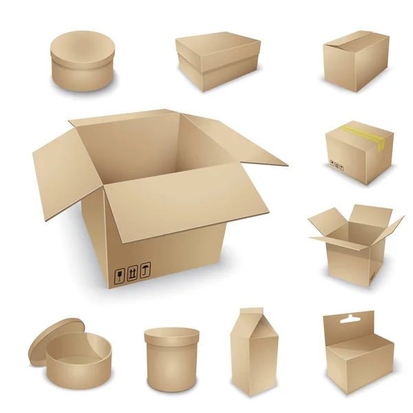 Cardboard box set. — Stock Vector