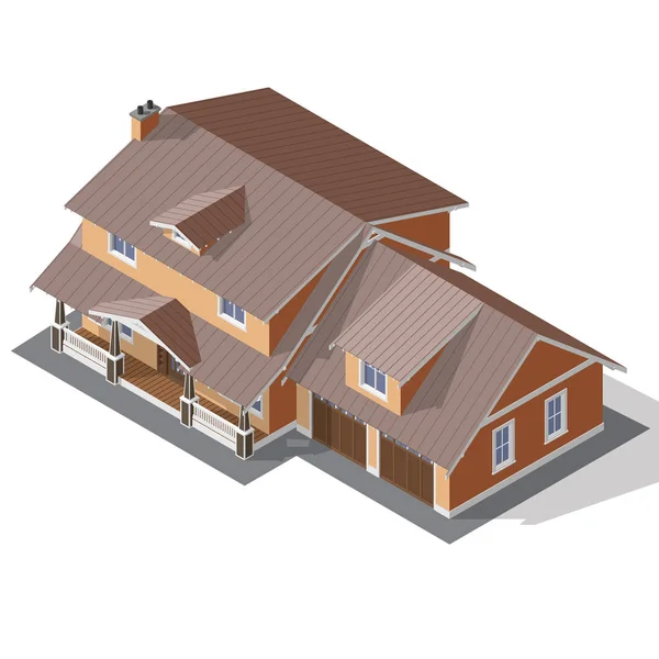 Cottage Isometric Vector — Stock Vector