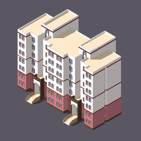 Low poly town apartment building — Stock Vector