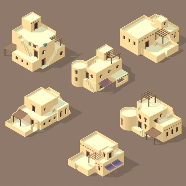 Исо арабский дом изолирован на песчаной — стоковый вектор
