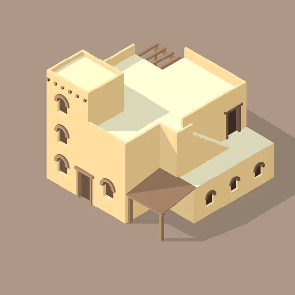 ISO Arabisch huis geïsoleerd op zand — Stockvector