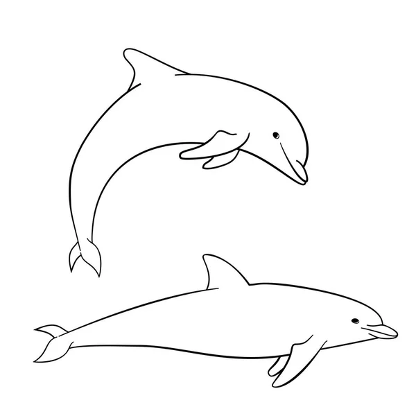 Buku mewarnai untuk anak-anak, Dolphin - Stok Vektor