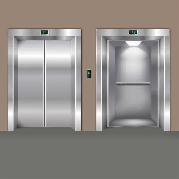 Open and Closed Elevator Doors — Stock Vector