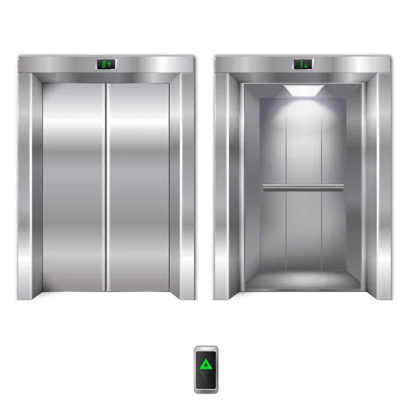 Открытые и закрытые двери лифта — стоковый вектор