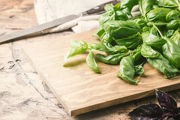 Planta Manjericão Verde Fresco Para Cozinhar Saudável Ervas Especiarias — Fotografia de Stock