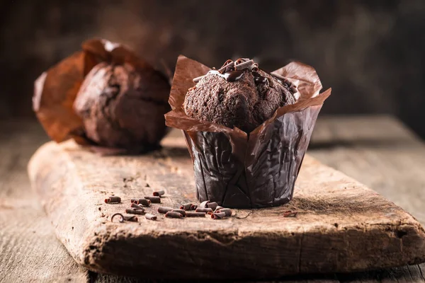 Muffin al cioccolato fatto in casa — Foto Stock