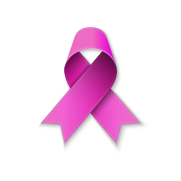 Bröstcancer rosa band på vitt — Stock vektor