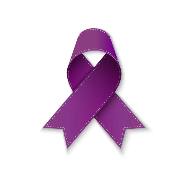 Purple cancer ribbon on white icon — Stock Vector