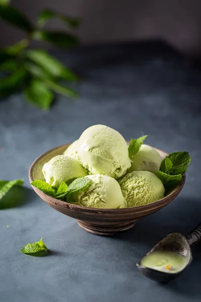 Green mint ice cream