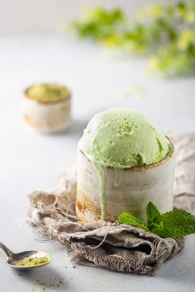 Green tea matcha ice cream — Stock Photo, Image