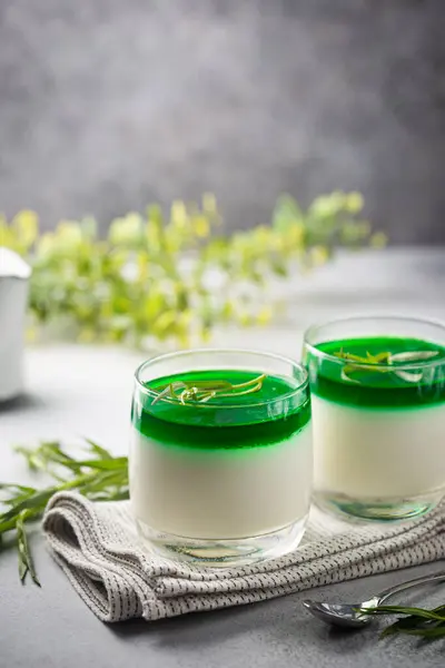 Panna Cotta with tarragon sauce — Stock Photo, Image