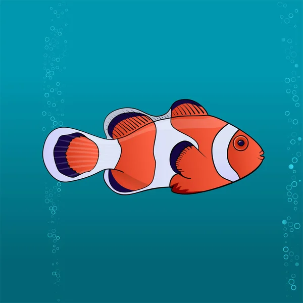 Gambar kartun badut ikan yang lucu - Stok Vektor