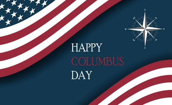 Día de Colón con bandera de EE.UU. — Vector de stock
