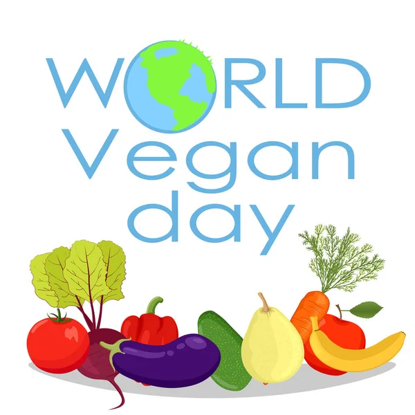 Dia Mundial Vegan Vector doente — Vetor de Stock