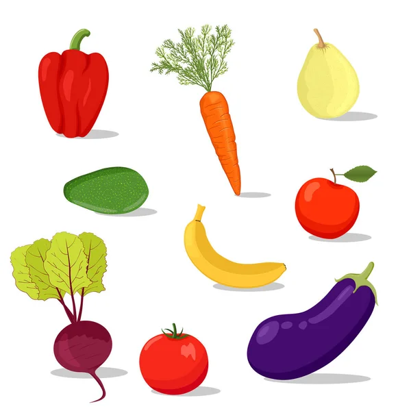 Fresh cartoon veget and fruit — Stock Vector