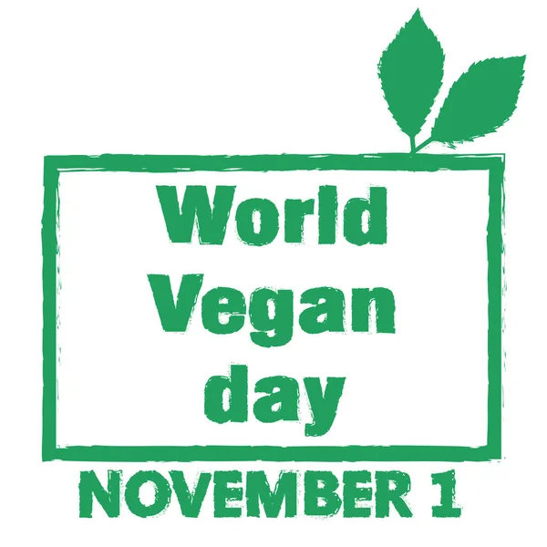 Giornata mondiale vegan grunge francobollo — Vettoriale Stock