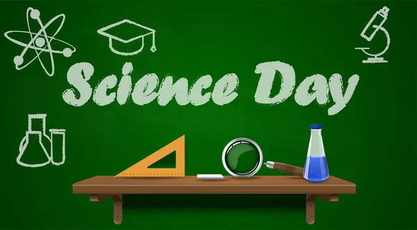 Science day text over chalkboard — Stock Vector