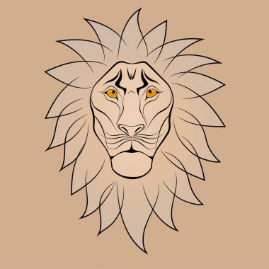 Bak aslanım. Bilge bir aslanın kafası. Vektör Illustration
