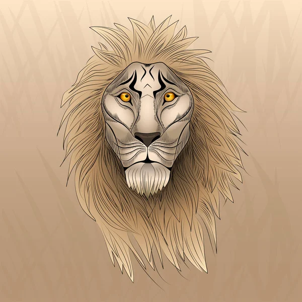 Look Lion Head Wise Lion Vector Illustration — Stock Vector