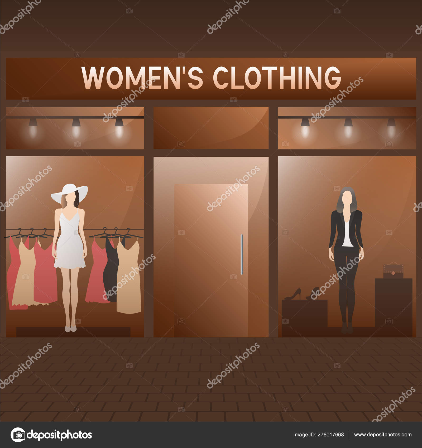 Vector Clothing Shop Wardrobe Mannequin Woman Clothes Women
