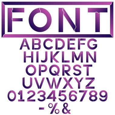 Yaratıcı modern alfabe, sayılar ve semboller.