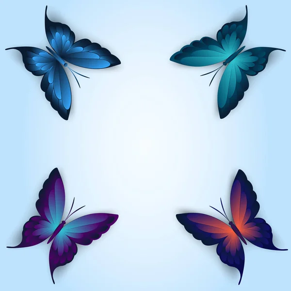 Sammlung eleganter Schmetterlinge isoliert auf weißem Hintergrund. — Stockvektor