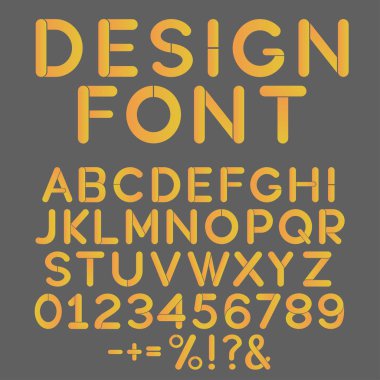  Modern tasarım alfabesi yazı tipi, sayılar 