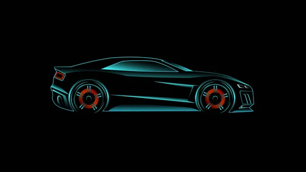 Απλό Σχέδιο Μαύρο Αθλητικό Αυτοκίνητο Μεμονωμένο Διάνυσμα Προτύπου Μπλε Φόντο — Διανυσματικό Αρχείο