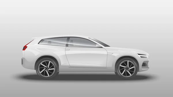 Ρεαλιστικό σχέδιο SUV. Απομονωμένο ηλεκτρικό αυτοκίνητο σε λευκό φόντο, — Διανυσματικό Αρχείο