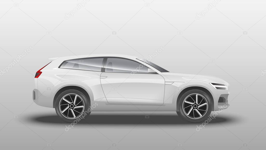 Realistic Design suv. Isolated electric car on white background,