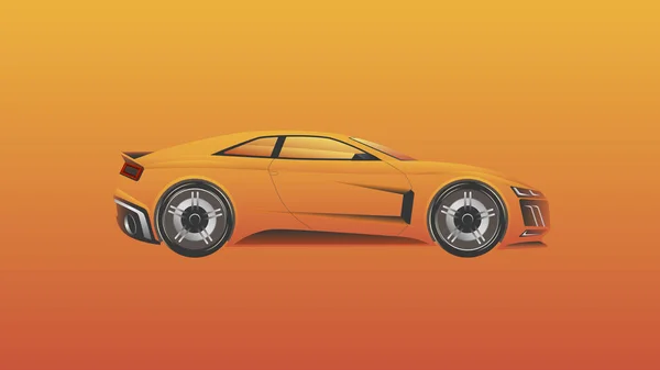 Eenvoudige Design Sport Auto Foto Realistische Oranje Super Auto Vector — Stockvector