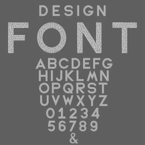 Alfabeto creativo di design, numeri con texture. Vettore astratto — Vettoriale Stock