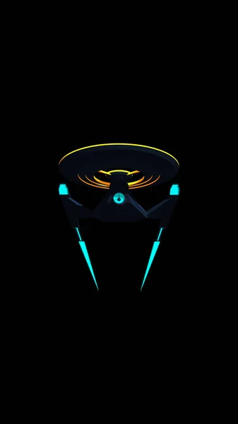 Telefon Wallpaprer Bilim Kurgusal görüntü siyah arka plan üzerinde derin bir uzay yıldız gemisi.