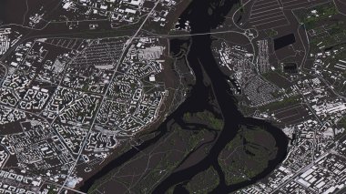 3d izometrik peyzaj yollar ve binalarda Krasnoyarsk haritası