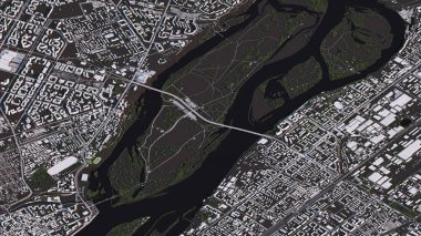 3d izometrik peyzaj yollar ve binalarda Krasnoyarsk haritası