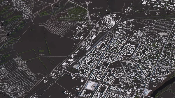 3d izometrik peyzaj yollar ve binalarda Krasnoyarsk haritası