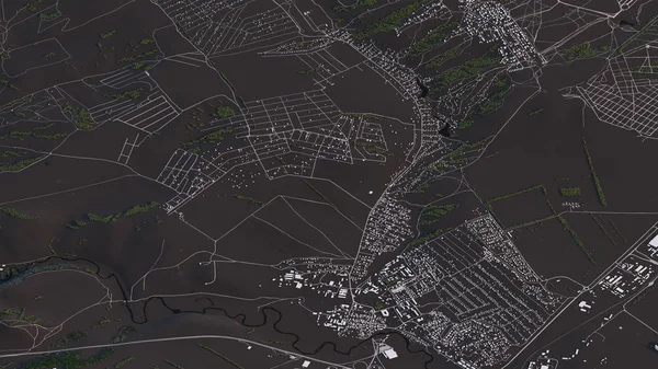 3d izometrik peyzaj yollar ve binalarda Krasnoyarsk haritası
