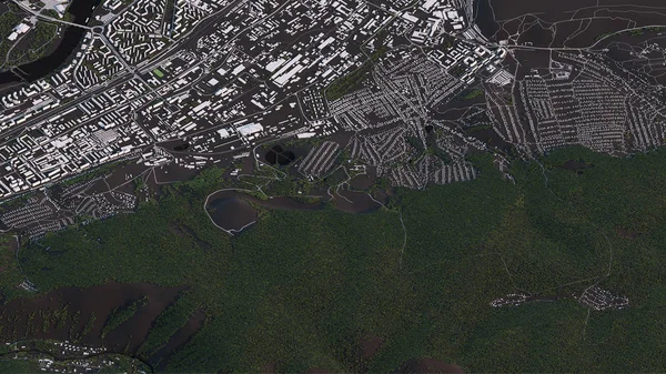 3d izometrik peyzaj yollar ve binalarda Krasnoyarsk haritası