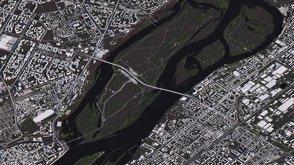 3d izometrik peyzaj yollar ve binalarda Krasnoyarsk haritası