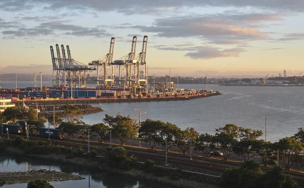 Fergusson Konteyner Terminalyargıçlar Bay Auckland, Gün doğumunda Yeni Zelanda