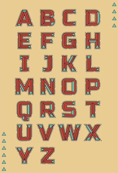 Three Dimensional Alphabet Set Hatched Patterns Flat Design Style Minimal — Stock Vector