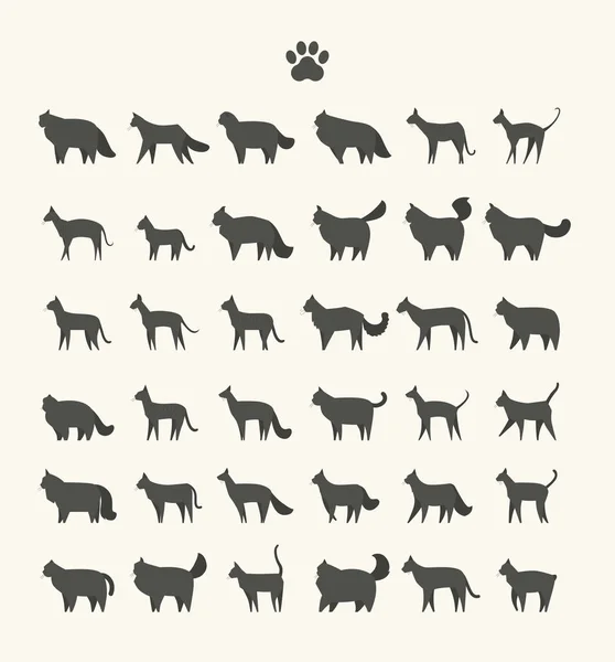 猫剪影 平面设计风格最小矢量插图 — 图库矢量图片