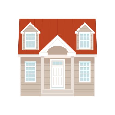Bir konut binasının ön illüstrasyon. düz tasarım tarzı minimal vektör illüstrasyon.