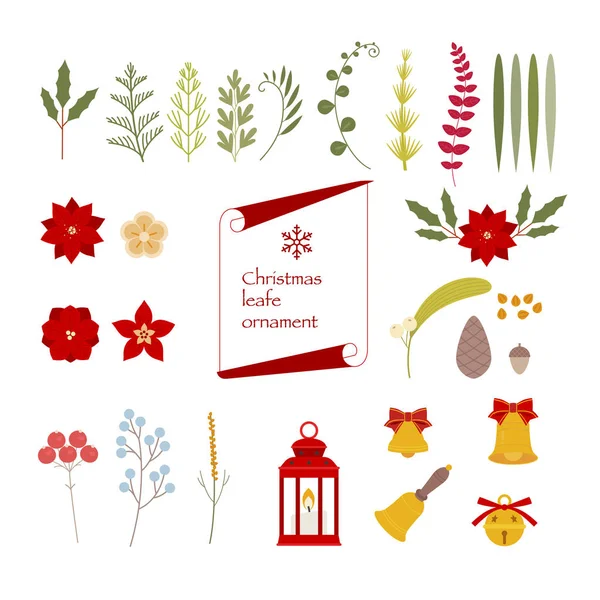 Weihnachten Verschiedene Schmuckstücke Flaches Design Minimale Vektorillustration — Stockvektor