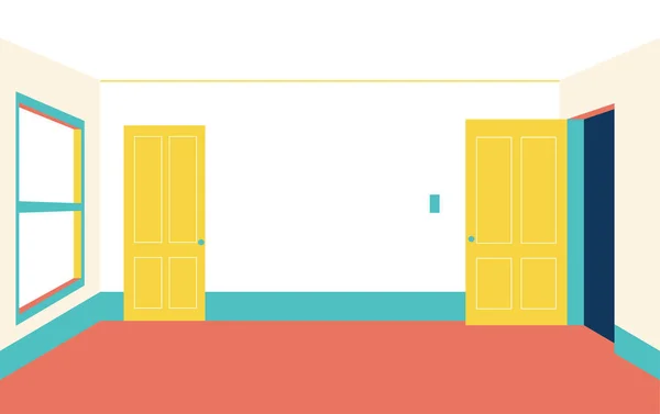 Puertas Amuralladas Habitaciones Vacías Diseño Plano Estilo Mínima Ilustración Vectorial — Vector de stock