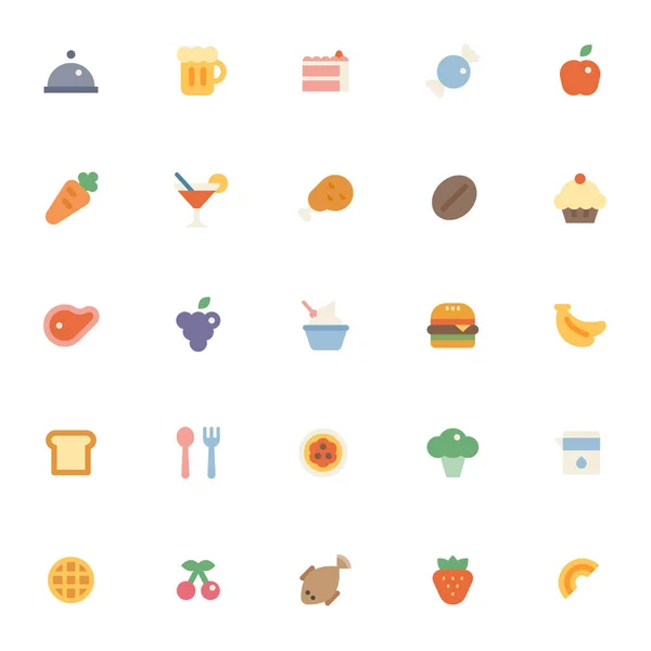 Набір Різних Іконок Їжі Стиль Плоского Дизайну Мінімальна Векторна Ілюстрація — стоковий вектор
