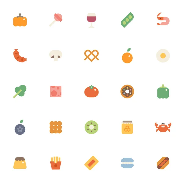 Varios Iconos Alimentos Conjunto Colección Diseño Plano Estilo Mínima Ilustración — Vector de stock