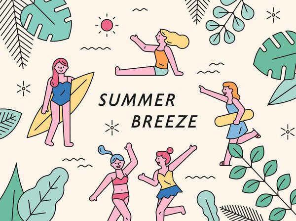 summer breeze poster. flat design style minimal vector illustration.
